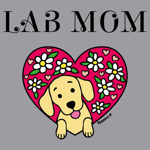 Flower Heart Yellow Lab Mom - Adult Unisex Long Sleeve T-Shirt