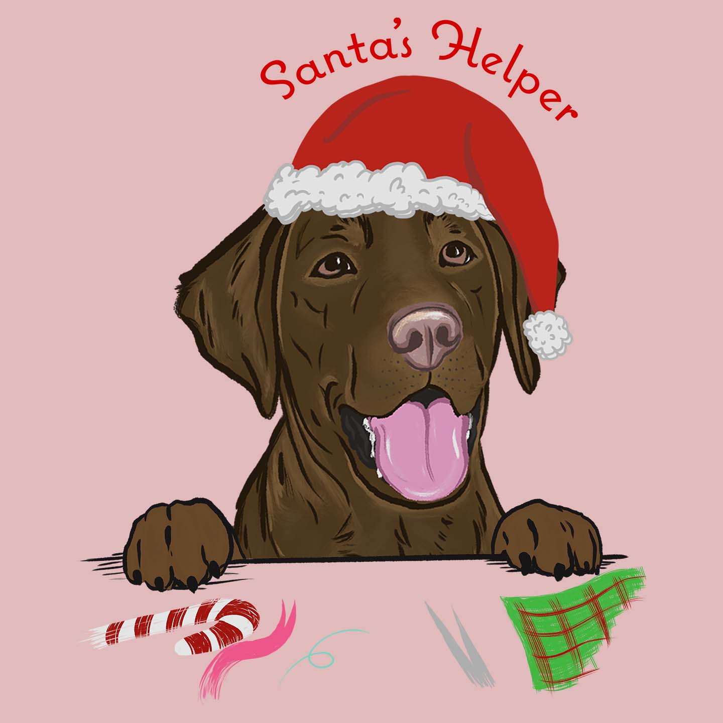 Santa Helper Chocolate Lab - Women's Fitted T-Shirt