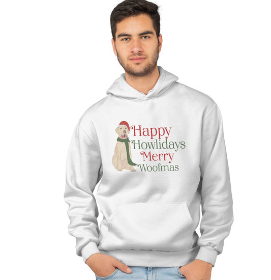 Labradors.com - Merry Woofmas Yellow Lab - Adult Unisex Hoodie Sweatshirt