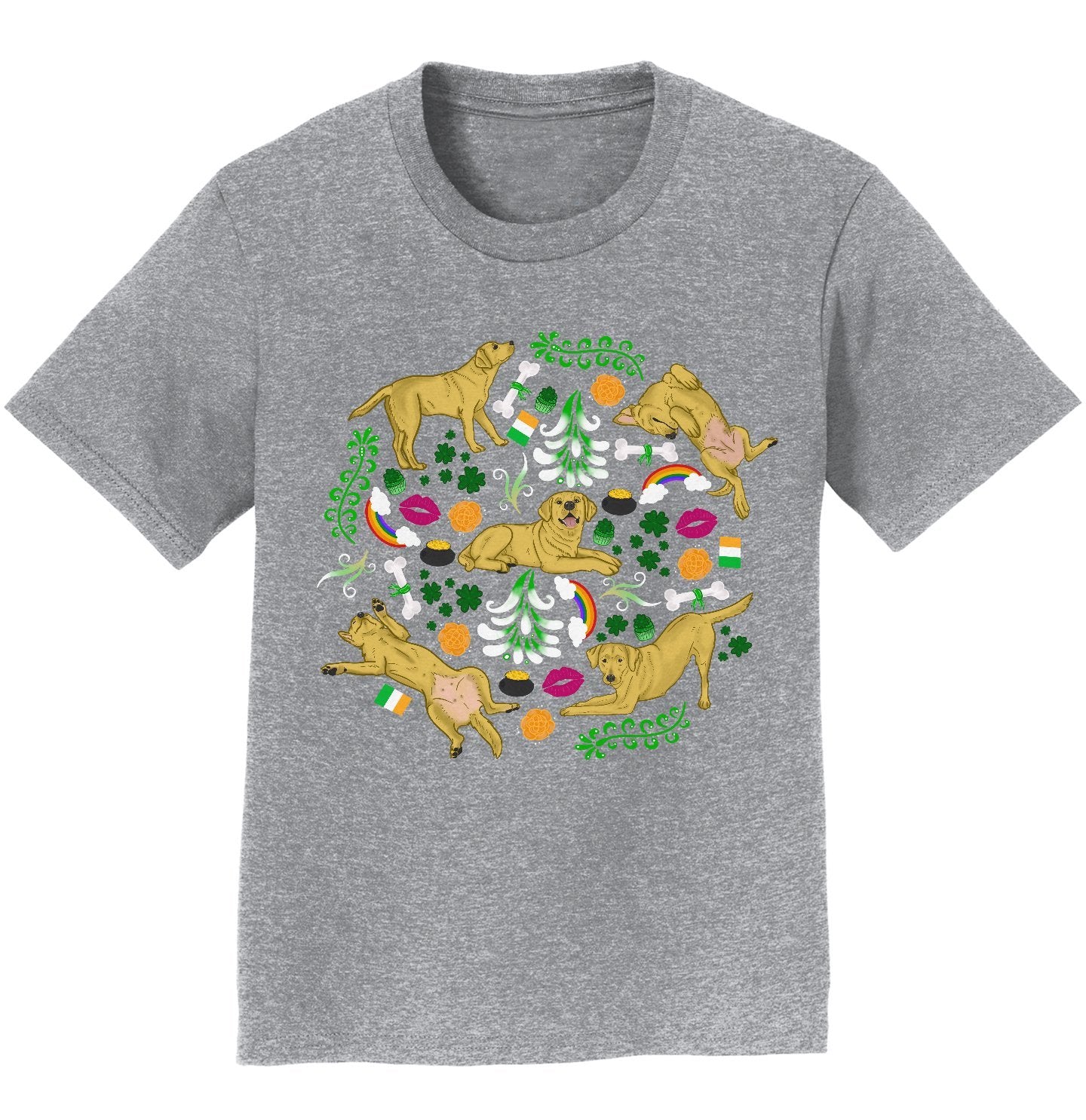 Yellow Labrador Green Fleur Design - Kids' Unisex T-Shirt