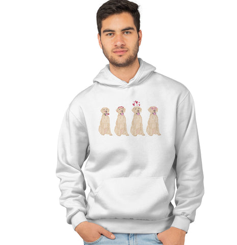 Labradors.com - Yellow Lab Love Line Up - Adult Unisex Hoodie Sweatshirt