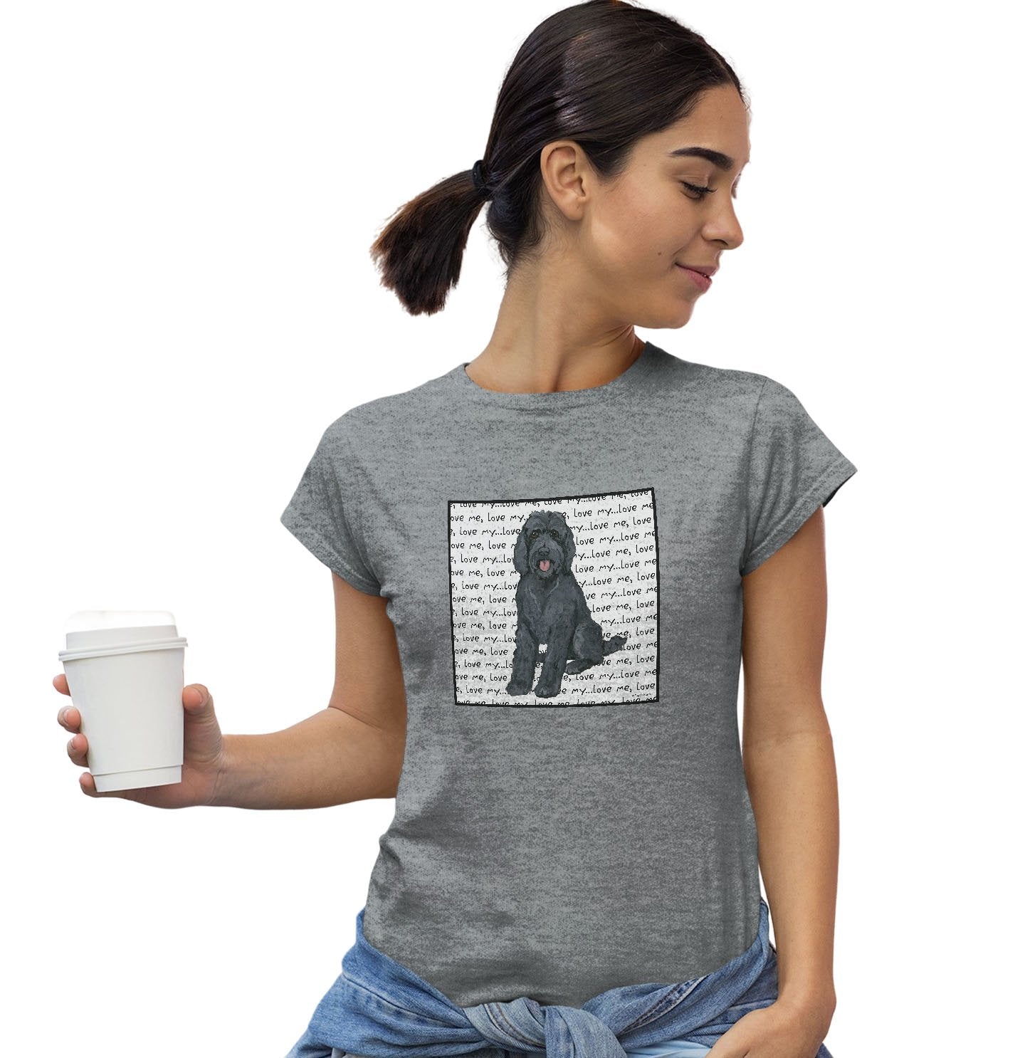 Black Labradoodle Love - Women's Fitted T-Shirt