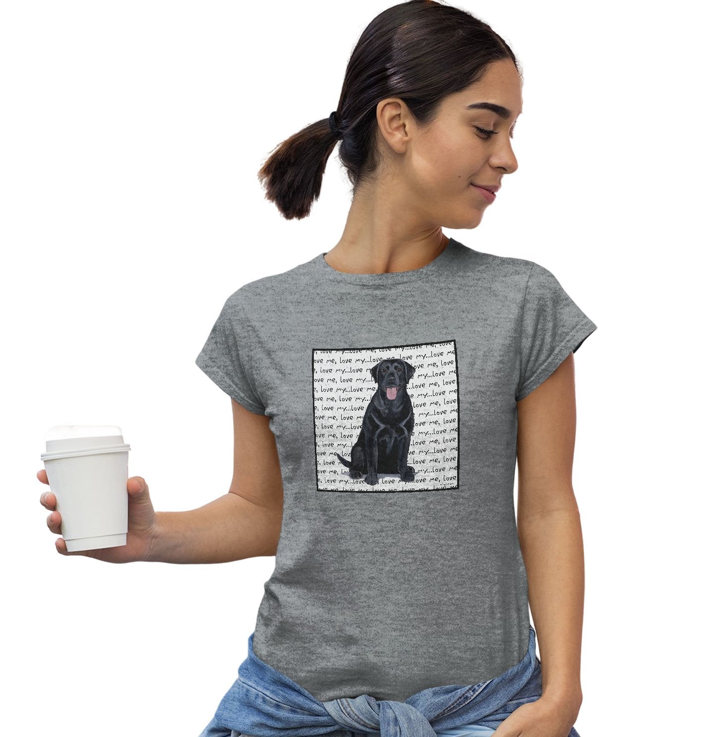 Black Lab Love Text - Women's Fitted T-Shirt