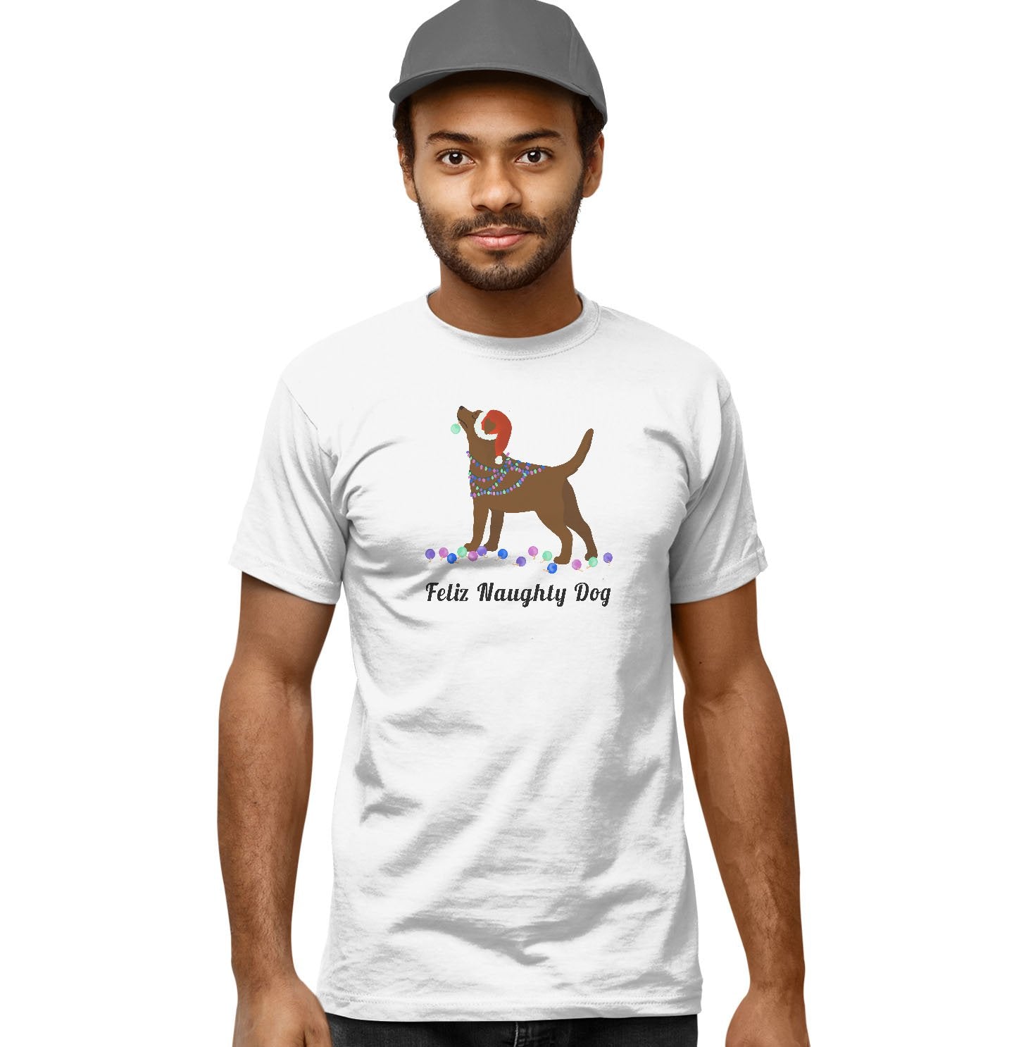 Feliz Naughty Dog Chocolate Lab - Adult Unisex T-Shirt