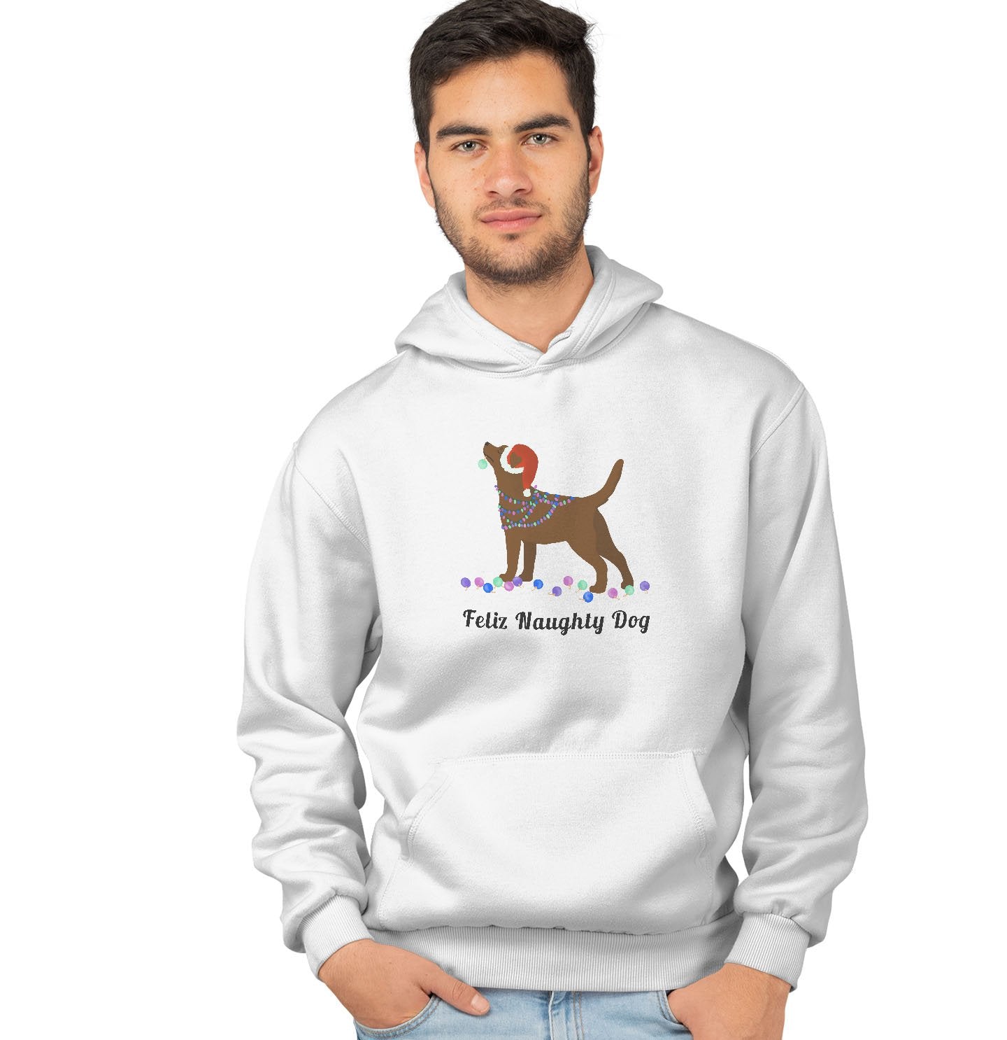 Feliz Naughty Dog Chocolate Lab - Adult Unisex Hoodie Sweatshirt