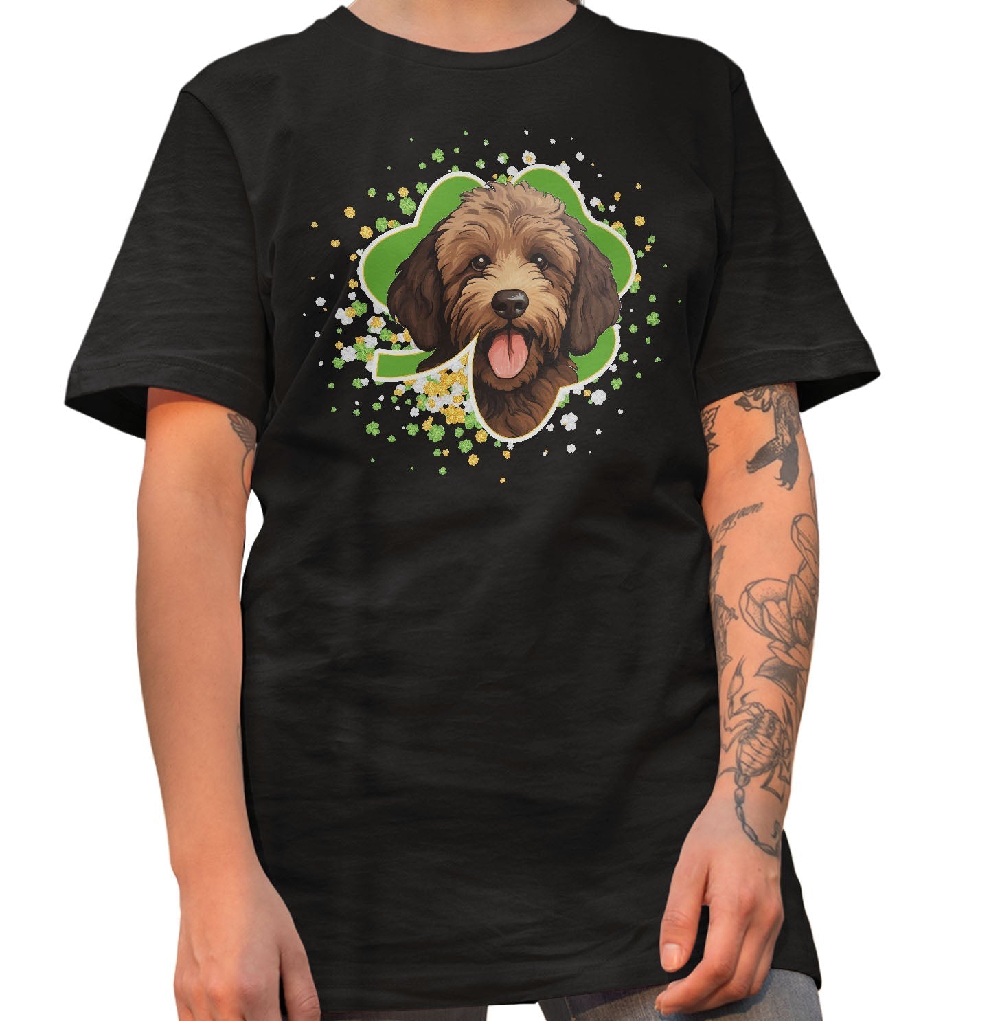 Big Clover St. Patrick's Day Labradoodle (Chocolate) - Adult Unisex T-Shirt