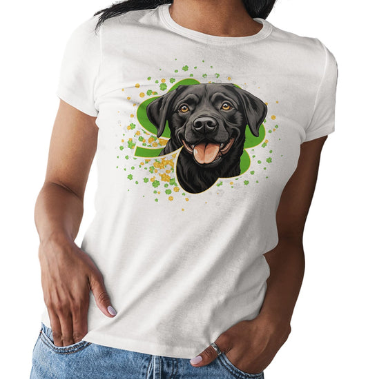 Big Clover St. Patrick's Day Labrador Retriever (Black) - Women's Fitted T-Shirt
