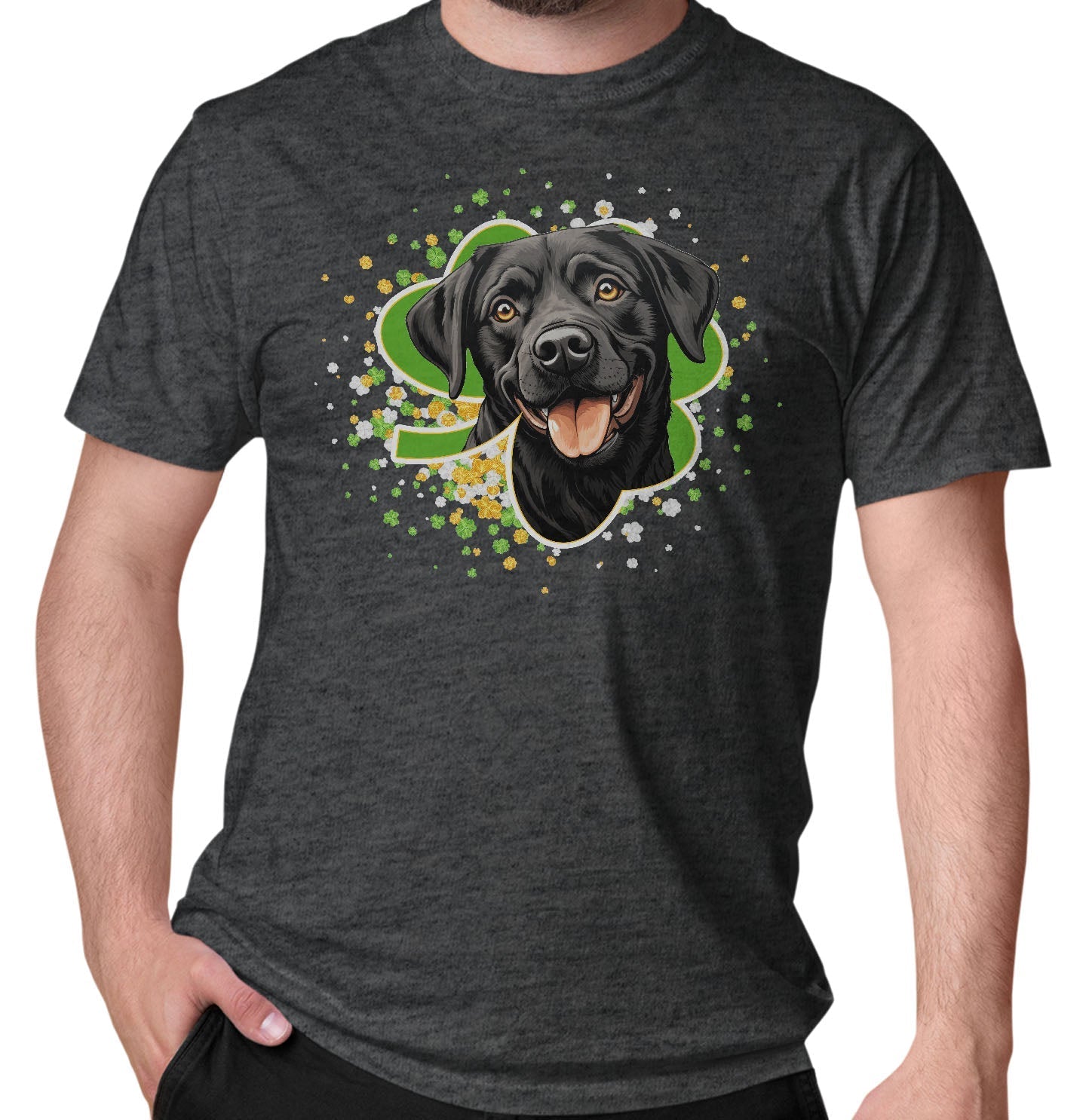 Big Clover St. Patrick's Day Labrador Retriever (Black) - Adult Unisex T-Shirt