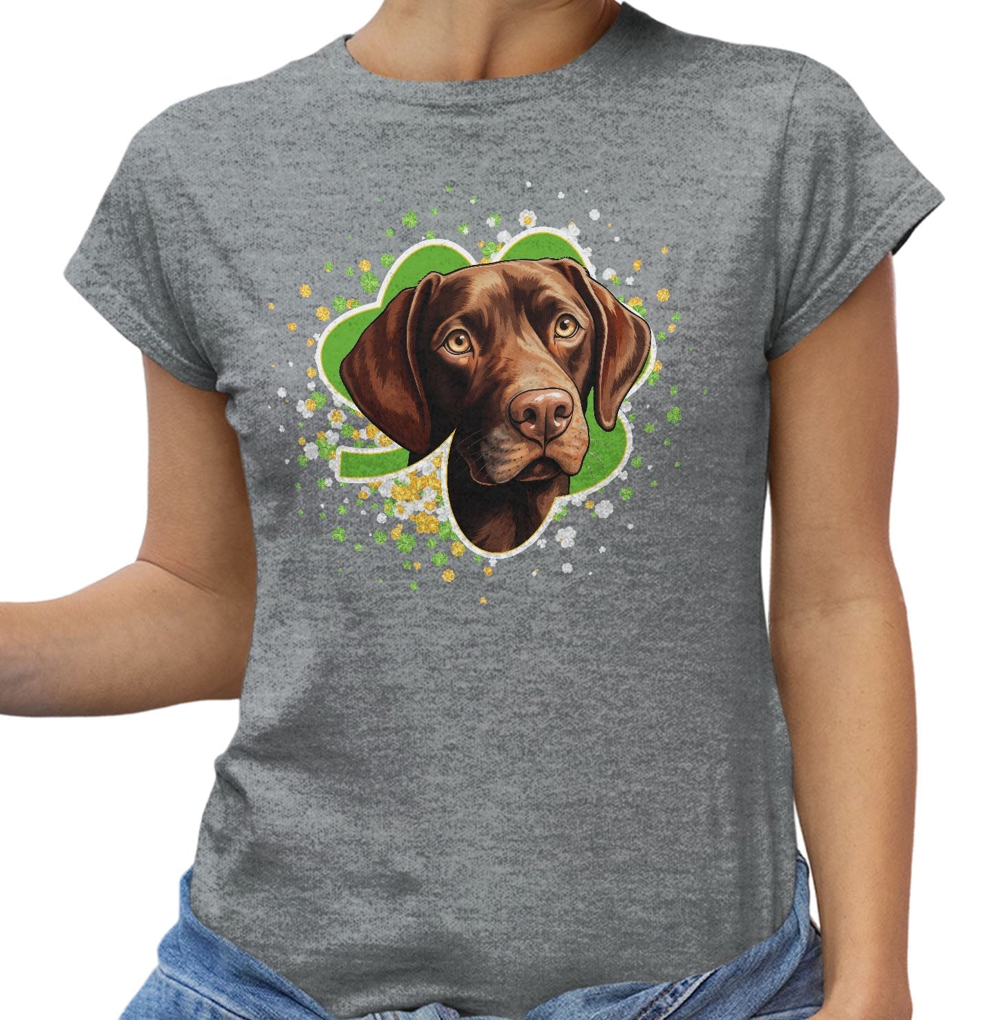 Big Clover St. Patrick's Day Labrador Retriever (Chocolate) - Women's Fitted T-Shirt