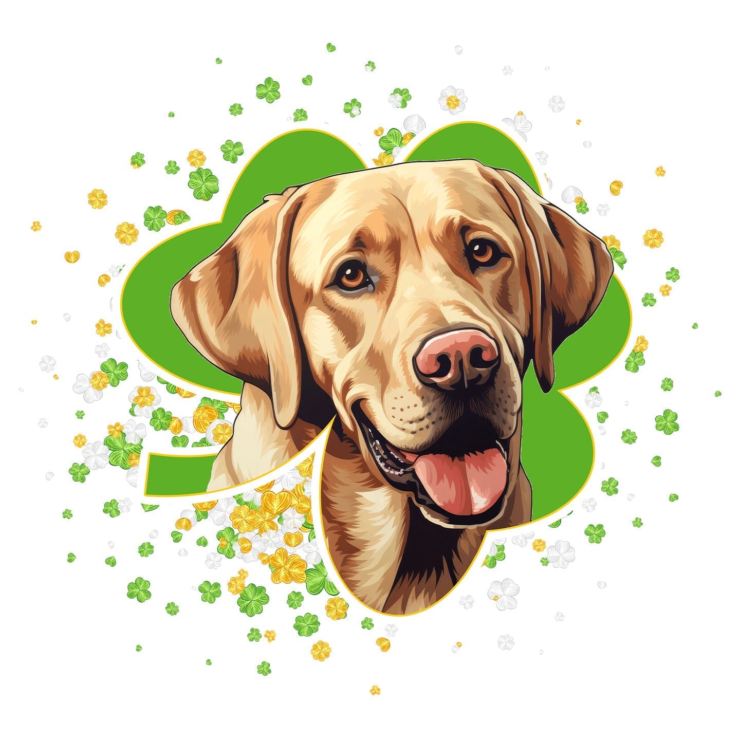 Big Clover St. Patrick's Day Labrador Retriever (Yellow) - Women's Fitted T-Shirt