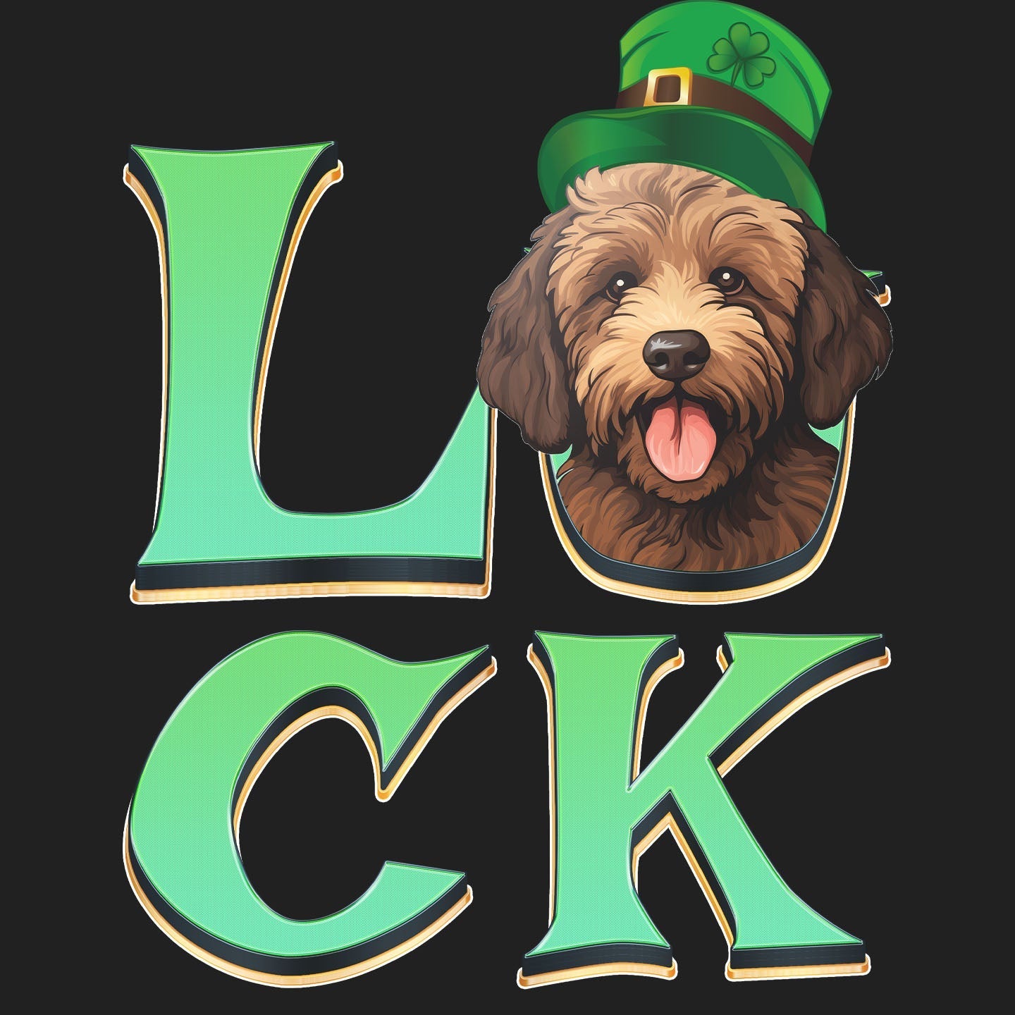 Big LUCK St. Patrick's Day Labradoodle (Chocolate) - Women's Fitted T-Shirt