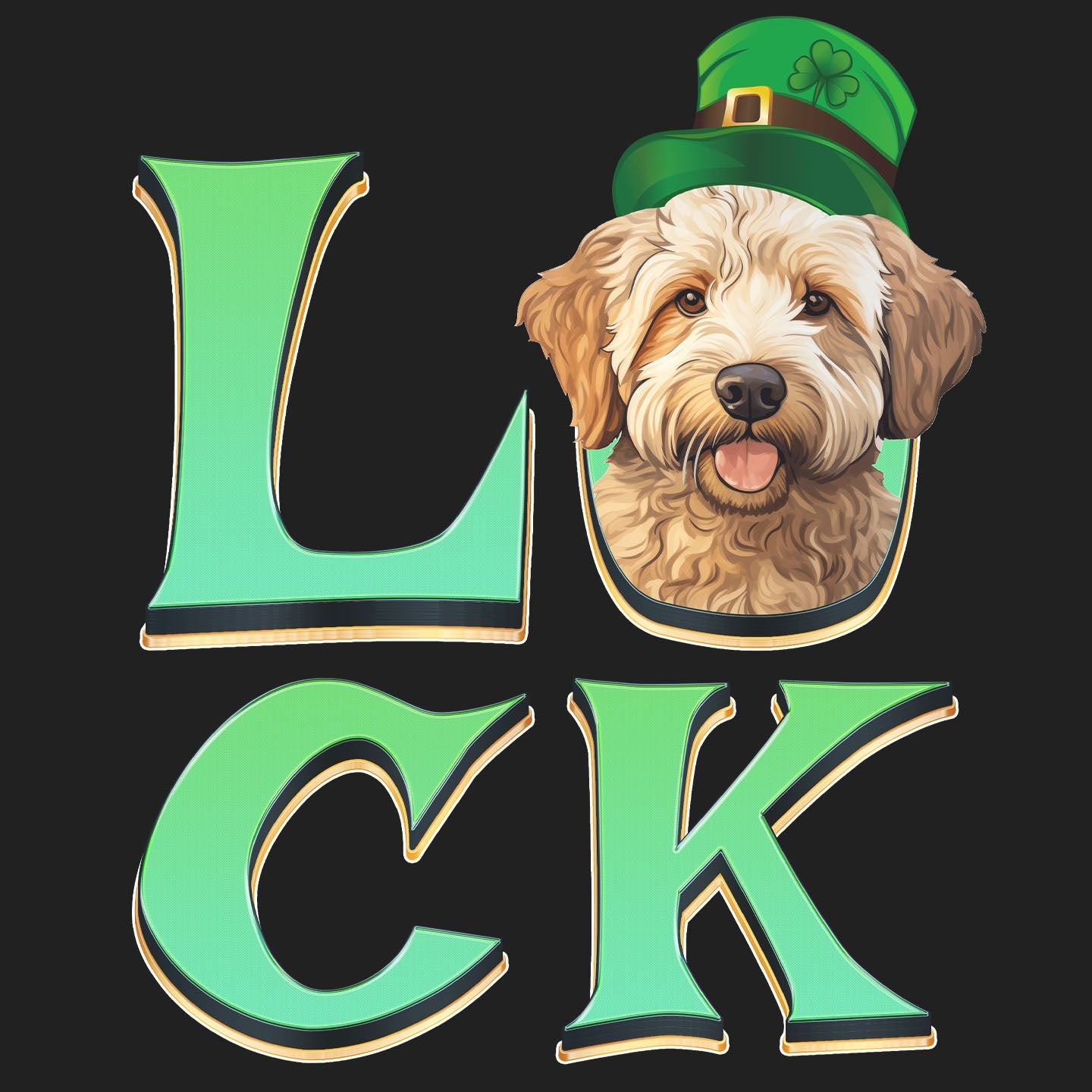 Big LUCK St. Patrick's Day Labradoodle (Yellow) - Women's Fitted T-Shirt