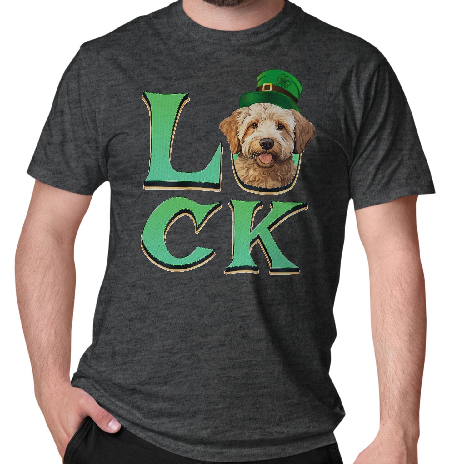 Big LUCK St. Patrick's Day Labradoodle (Yellow) - Adult Unisex T-Shirt