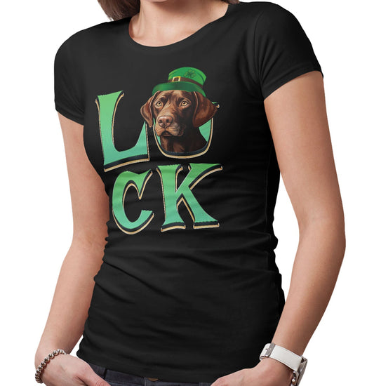 Big LUCK St. Patrick's Day Labrador Retriever (Chocolate) - Women's Fitted T-Shirt