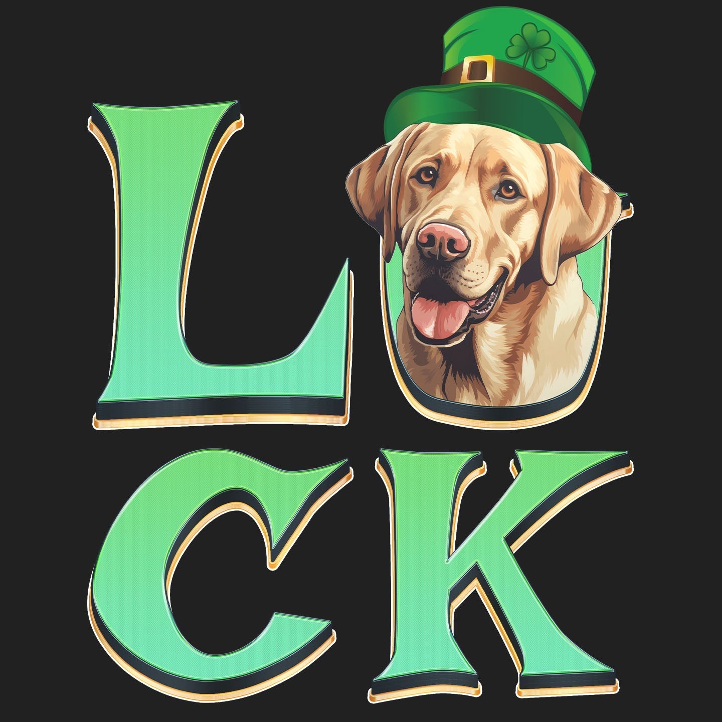 Big LUCK St. Patrick's Day Labrador Retriever (Yellow) - Women's Fitted T-Shirt