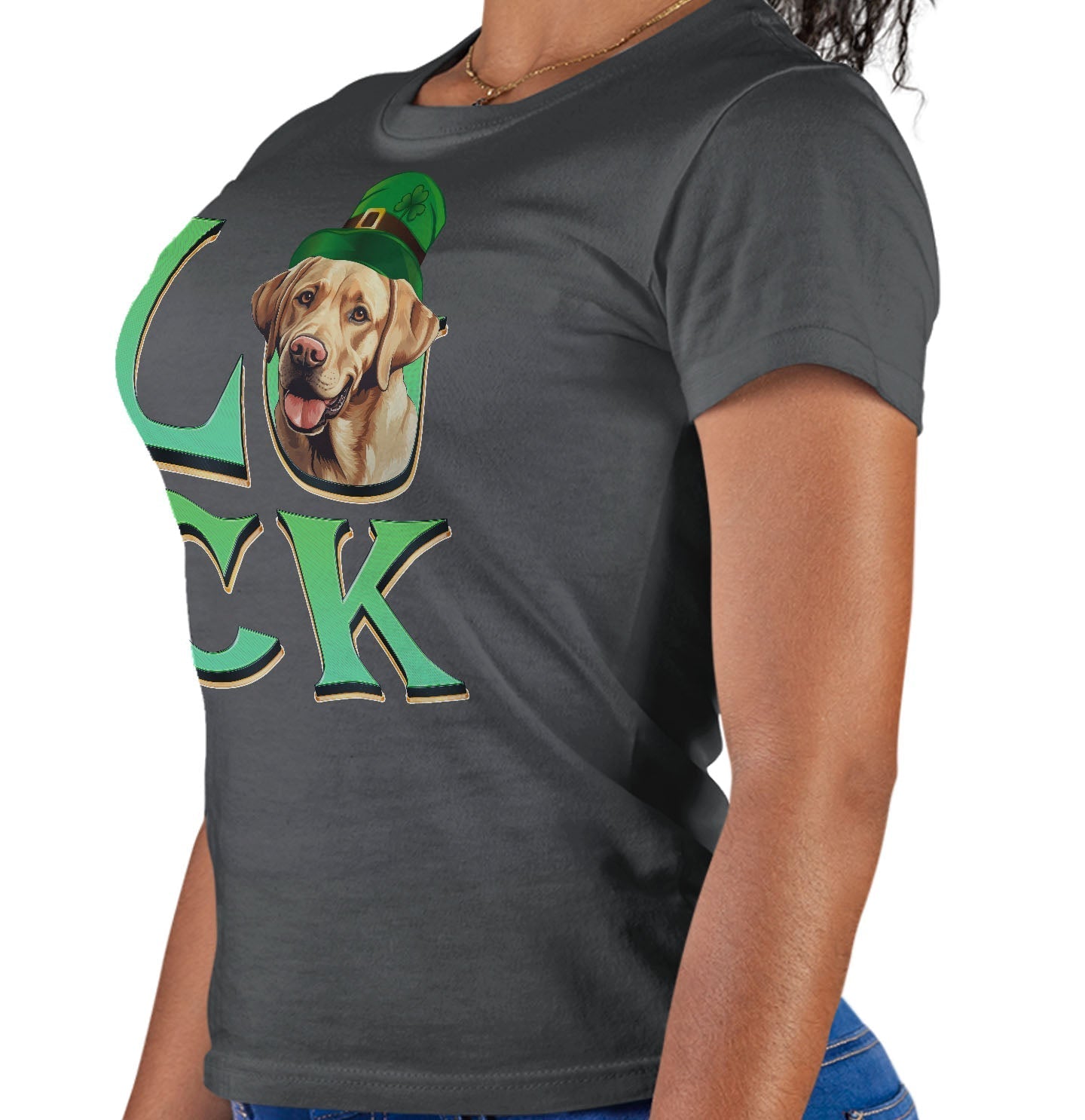 Big LUCK St. Patrick's Day Labrador Retriever (Yellow) - Women's Fitted T-Shirt