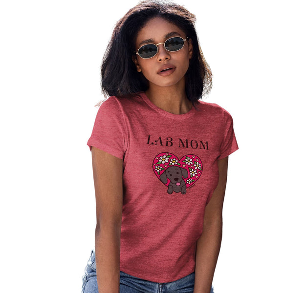 Flower Heart Black Lab Mom - Women's Tri-Blend T-Shirt