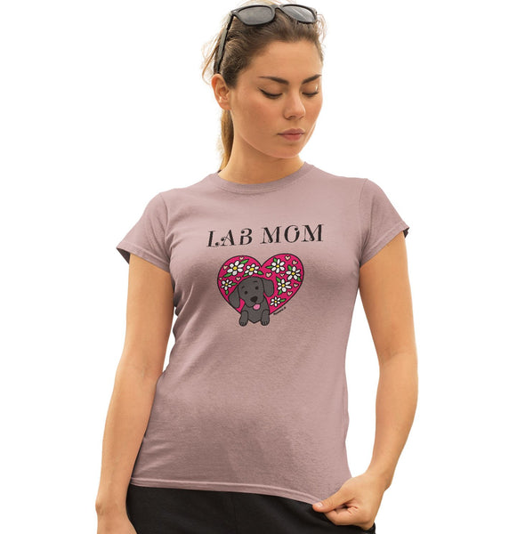 Animal Pride - Flower Heart Black Lab Mom - Women's Fitted T-Shirt