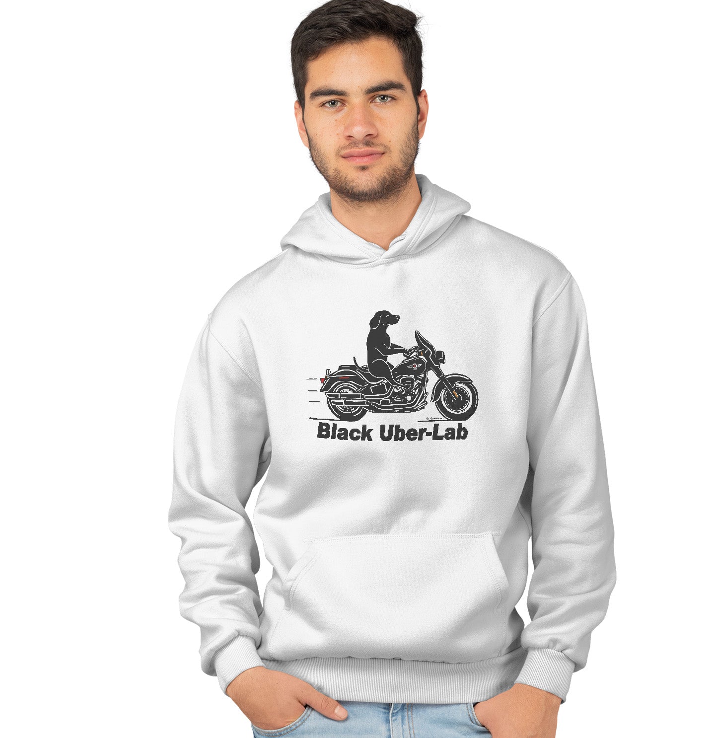 Black Lab Biker - Adult Unisex Hoodie Sweatshirt