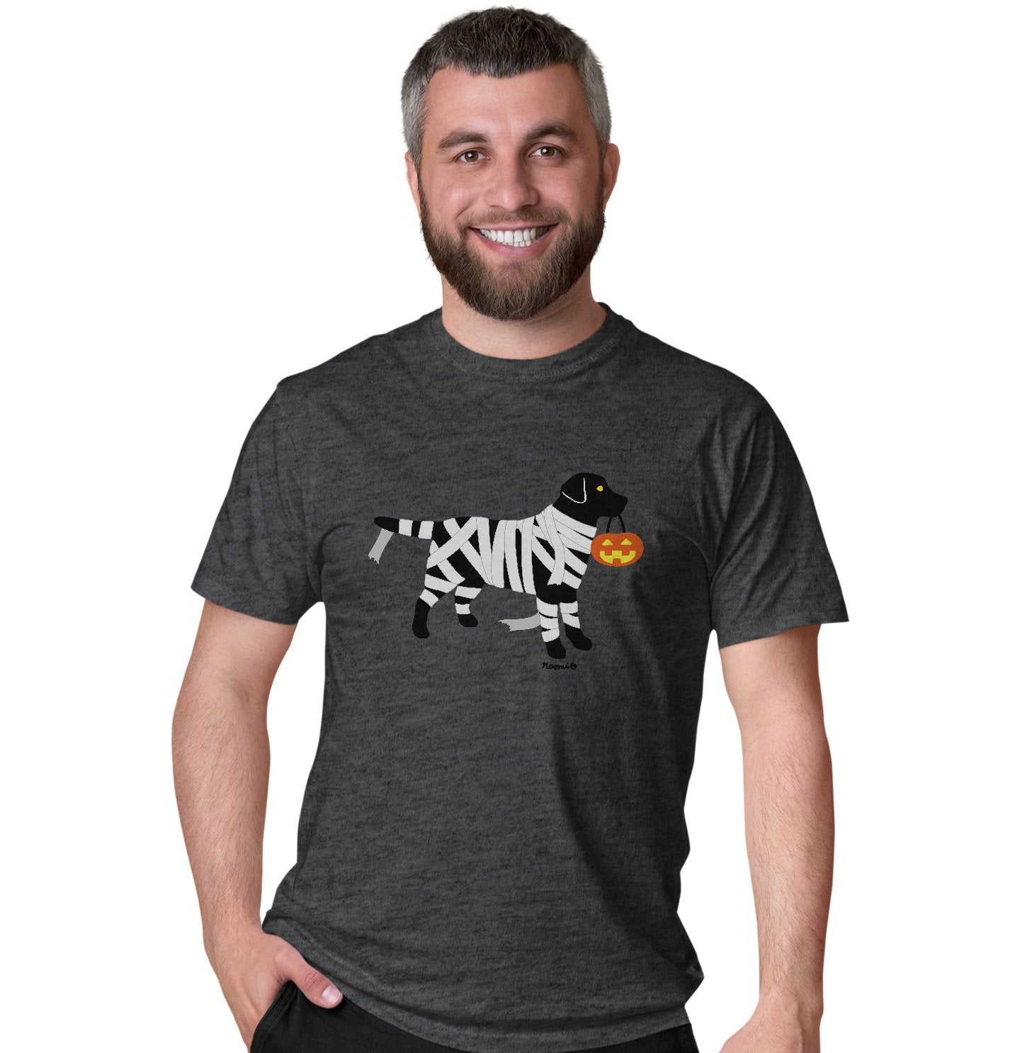 Black Lab Mummy Trick or Treater - Adult Unisex T-Shirt