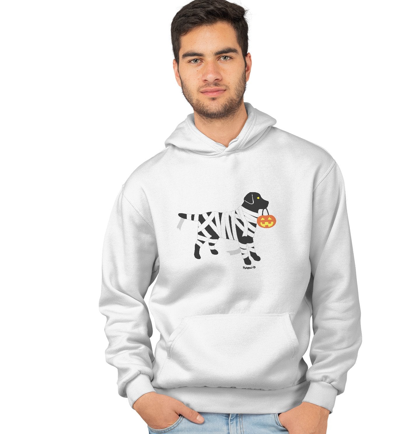 Black Lab Mummy Trick or Treater - Adult Unisex Hoodie Sweatshirt