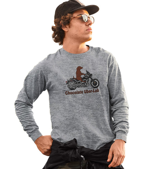 Chocolate Lab Biker - Adult Unisex Long Sleeve T-Shirt