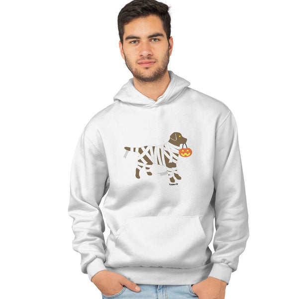 Chocolate Lab Mummy Trick or Treater - Adult Unisex Hoodie Sweatshirt