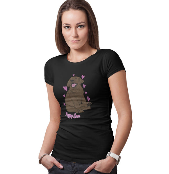 Chocolate Labrador Puppy Love - Women's Fitted T-Shirt