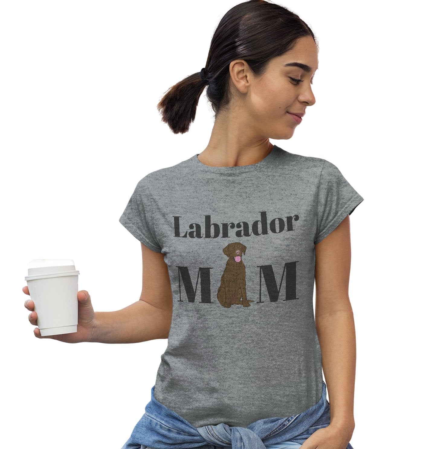 Chocolate Labrador Mom Illustration - Women's Fitted T-Shirt