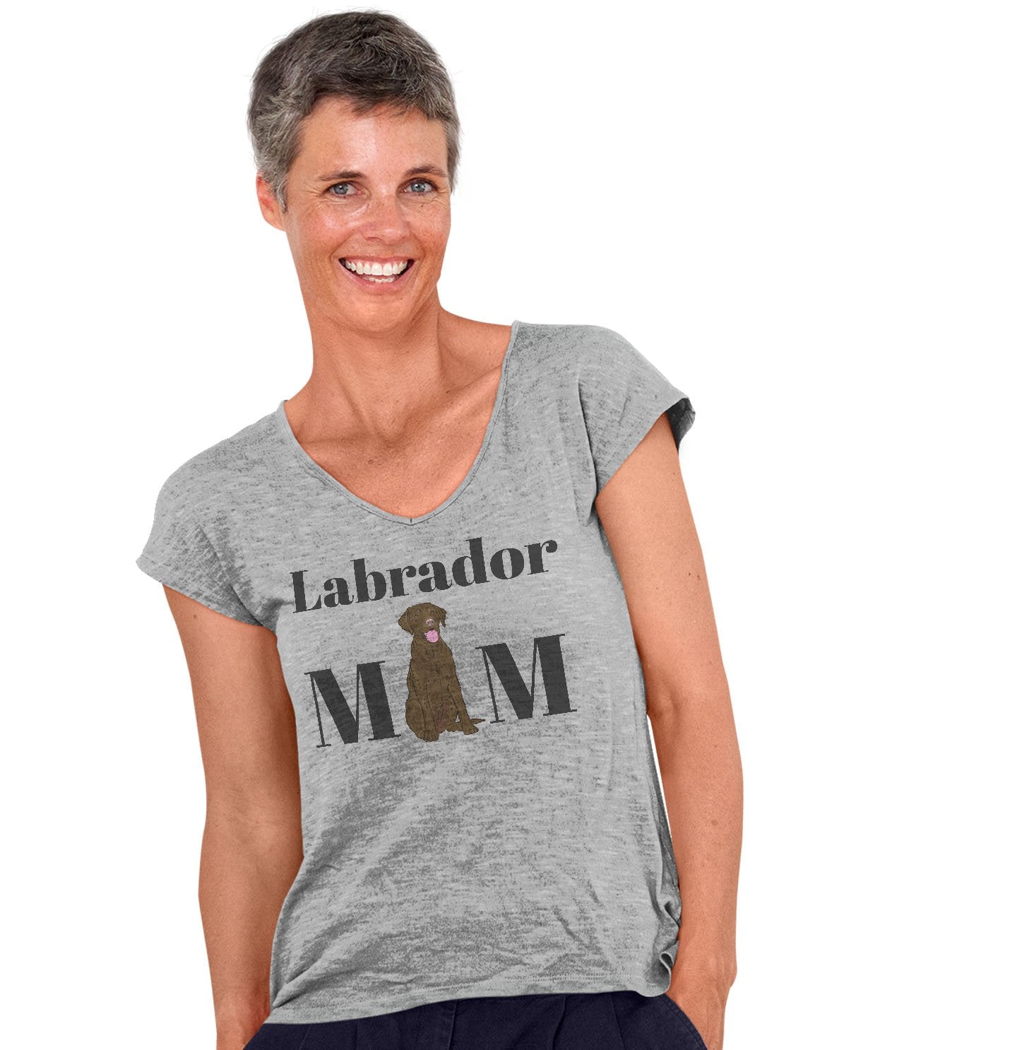 Chocolate Labrador Mom Illustration - Women's V-Neck T-Shirt