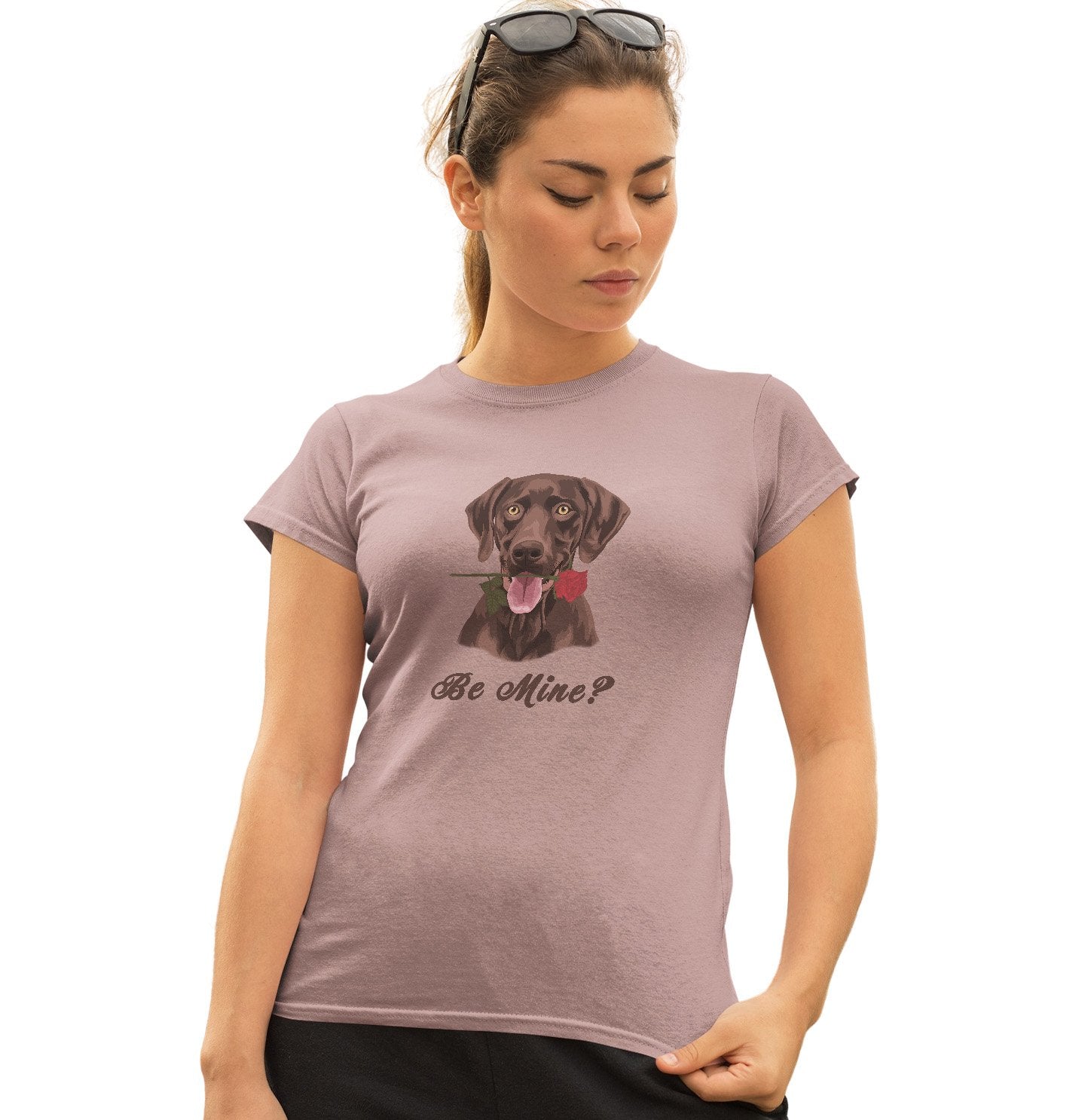 Chocolate Labrador Be Mine Ladies' Fitted Shirt