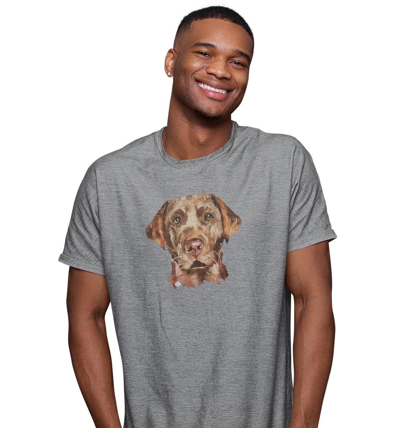 Chocolate Lab Face Watercolor - Adult Unisex T-Shirt