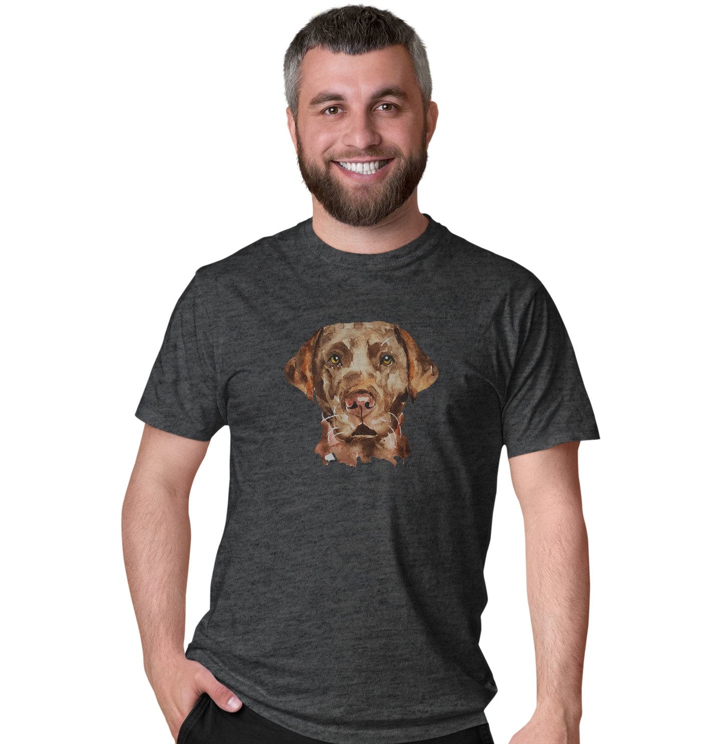 Chocolate Lab Face Watercolor - Adult Unisex T-Shirt