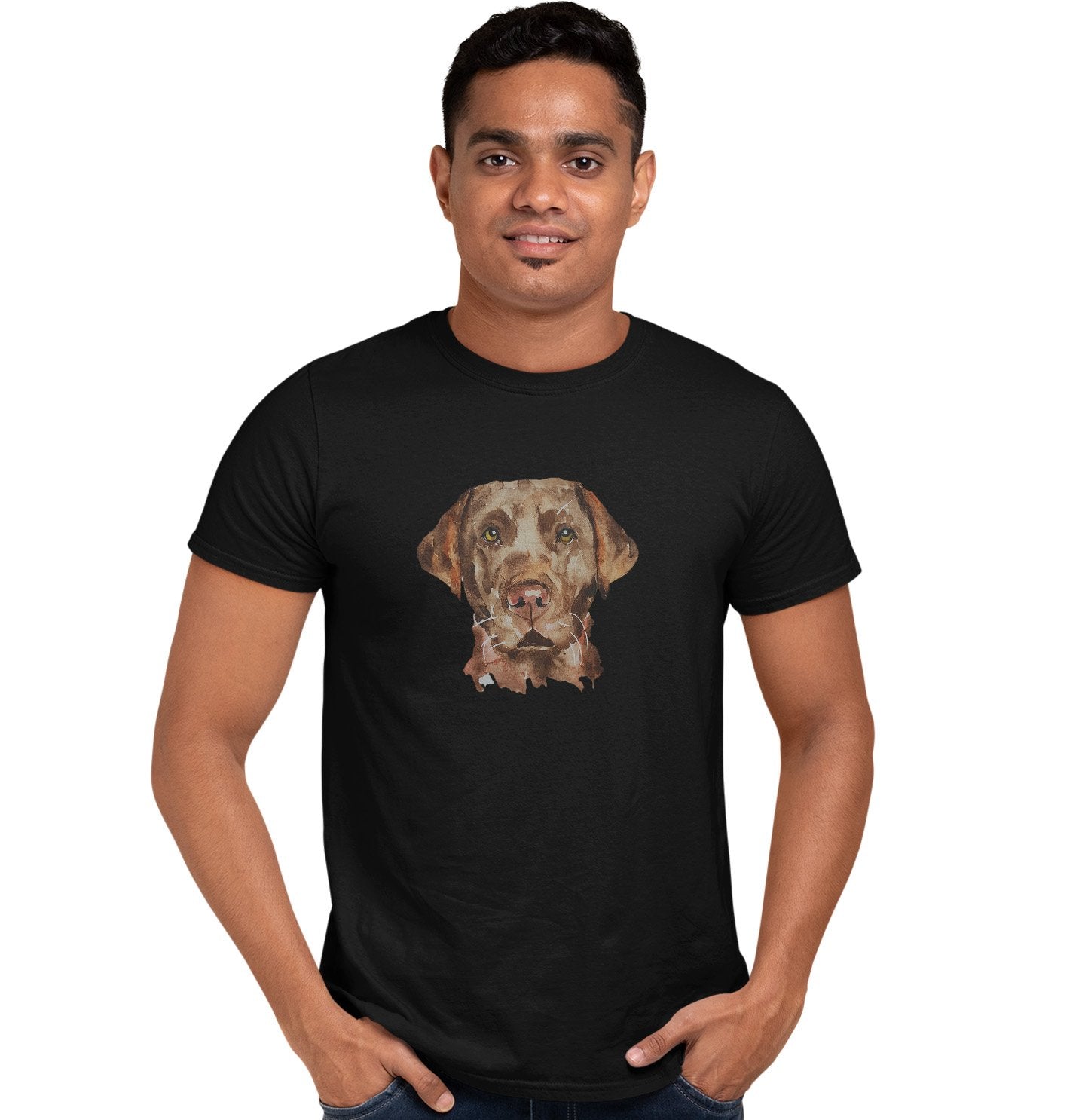 Chocolate Lab Face Watercolor - Adult Unisex T-Shirt