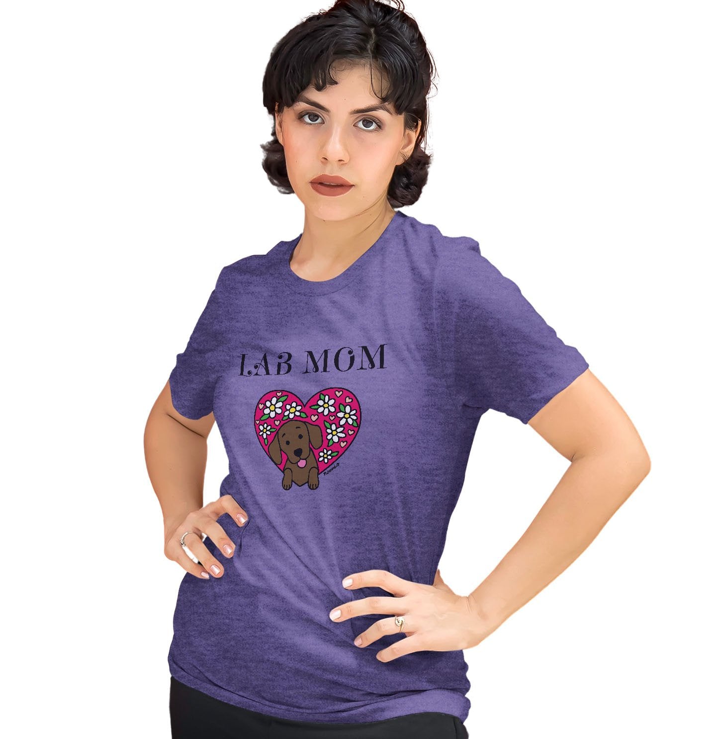 Animal Pride - Flower Heart Chocolate Lab Mom - Women's Tri-Blend T-Shirt