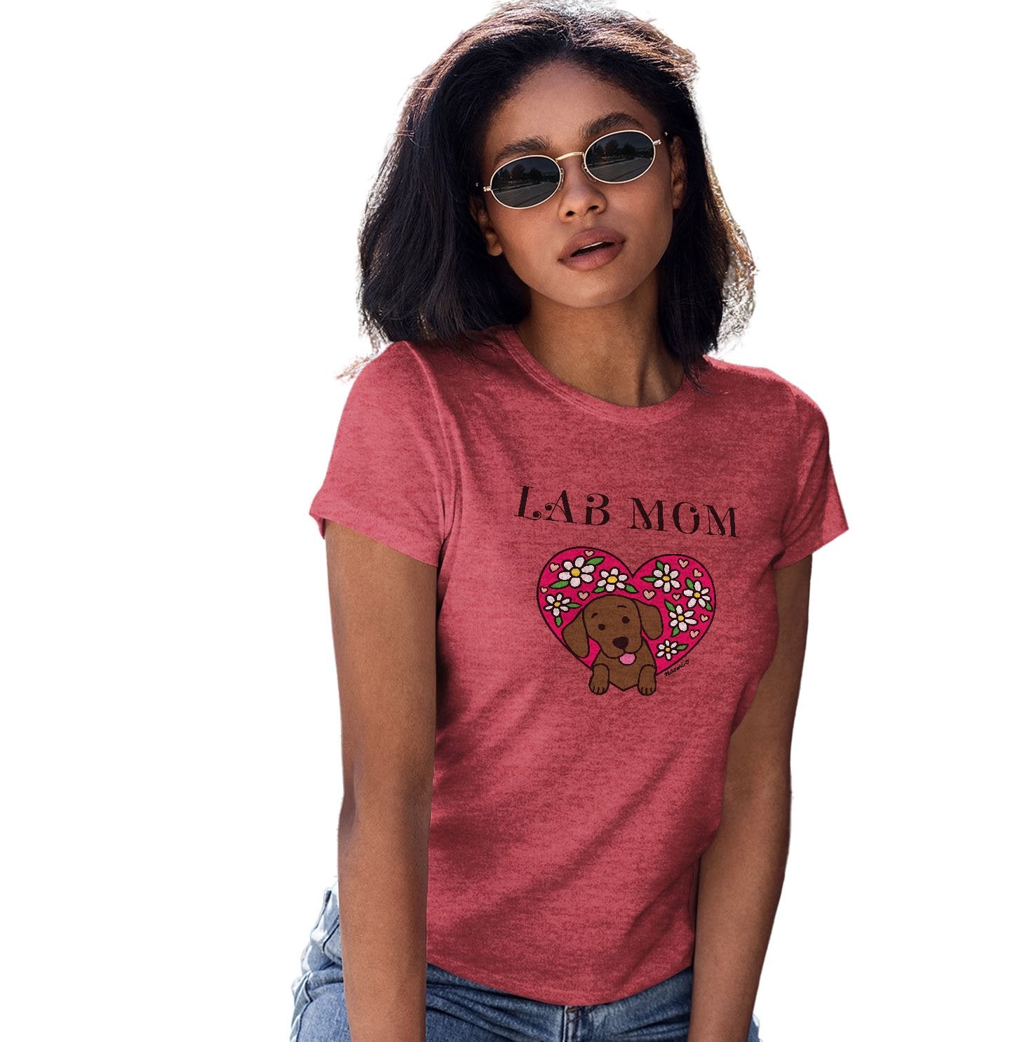 Flower Heart Chocolate Lab Mom - Women's Tri-Blend T-Shirt