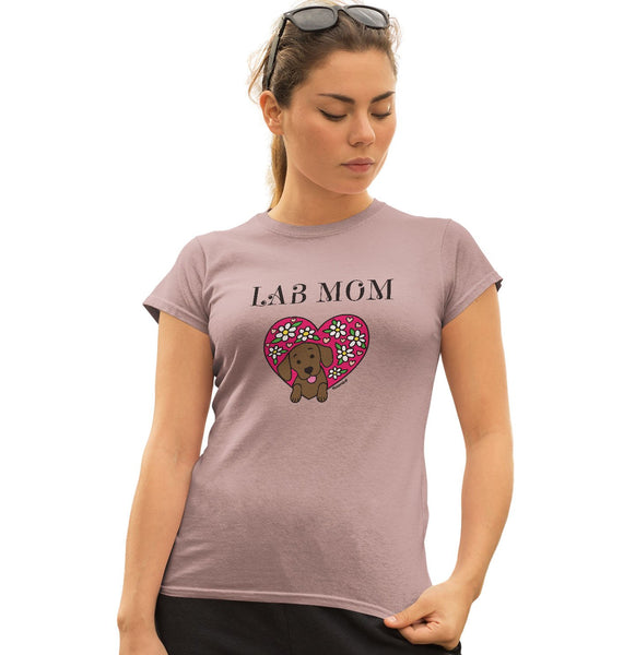 Animal Pride - Flower Heart Chocolate Lab Mom - Women's Fitted T-Shirt