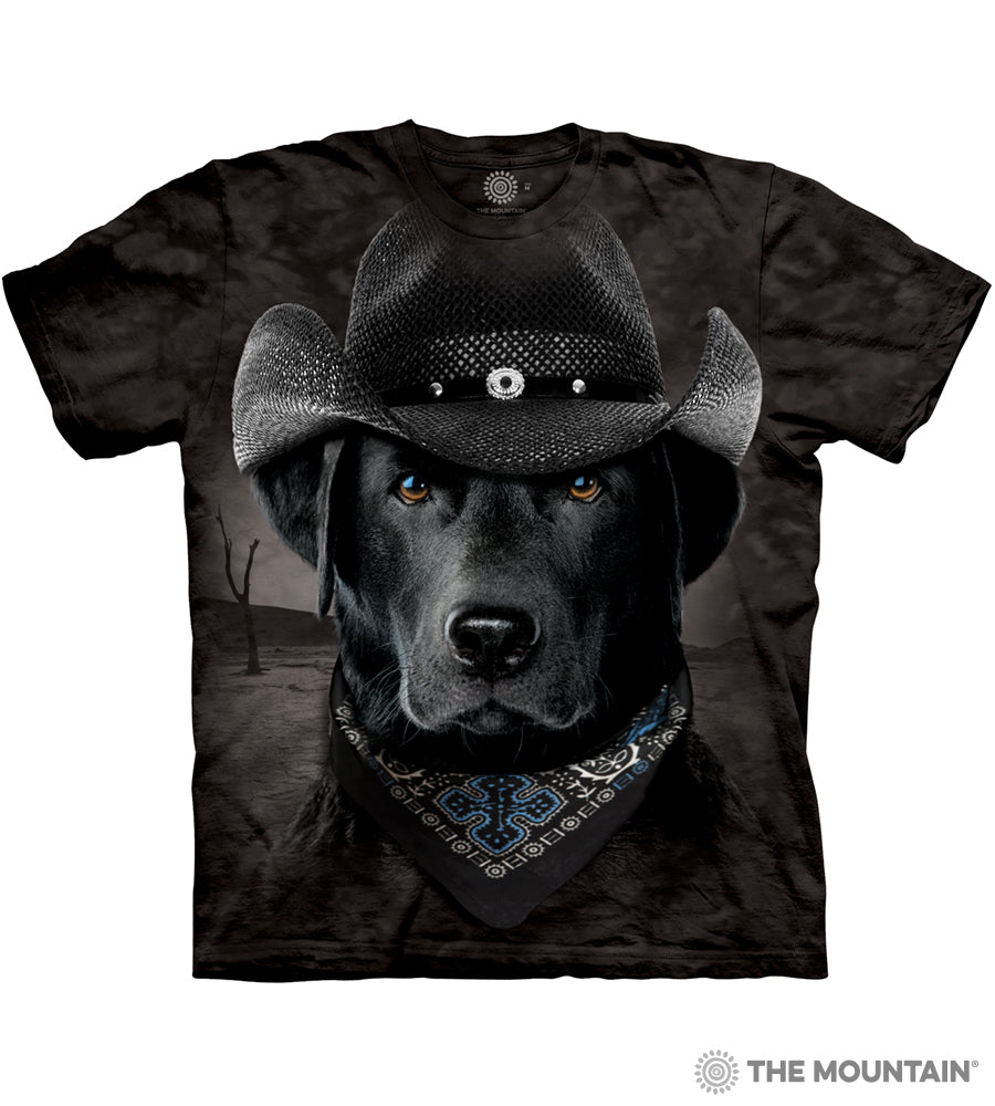 The Mountain Cowboy Lab - Adult T-Shirt - Black Labrador