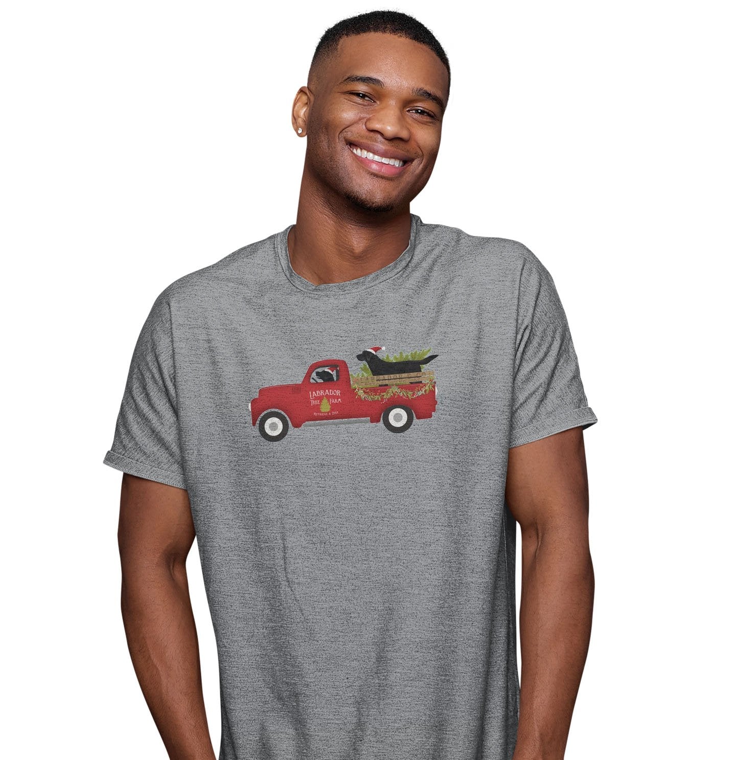 Black Labs Christmas Tree Red Truck Shirt