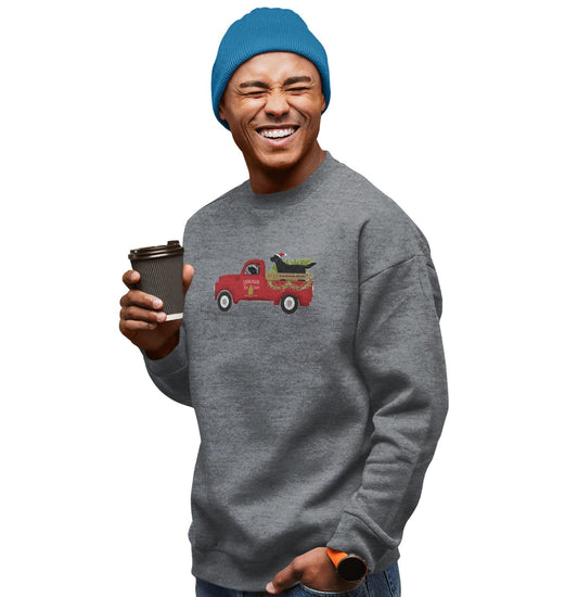 Black Labs Christmas Tree Red Truck Crewneck Sweatshirt