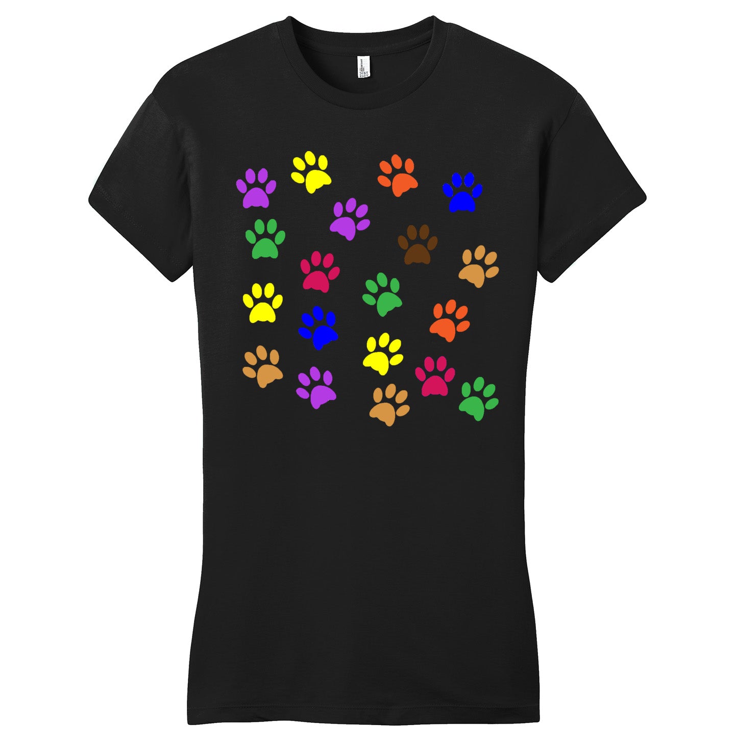 Colorful Paw Prints - Women's Fitted T-Shirt