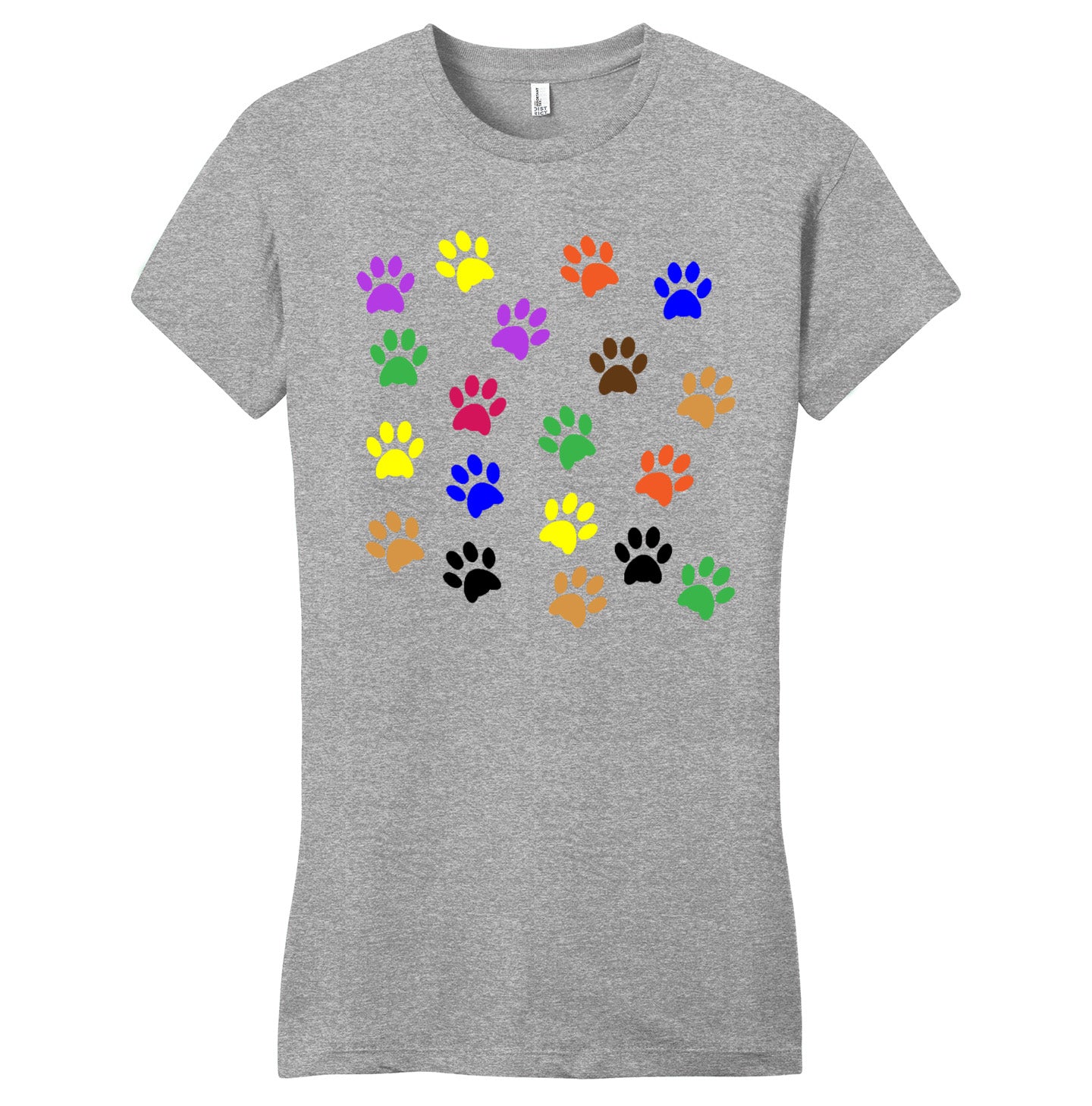 Colorful Paw Prints - Women's Fitted T-Shirt