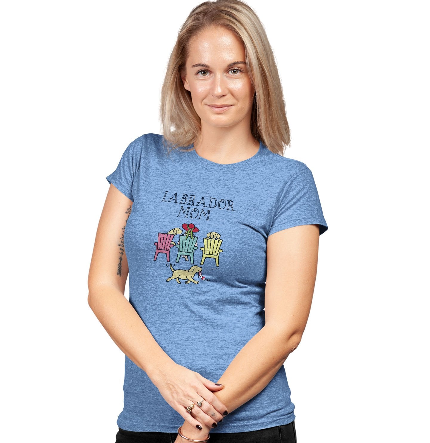 Yellow Labrador Dog Mom - Mother's Day Deck Chairs Design | Women's Tri-Blend T-Shirt