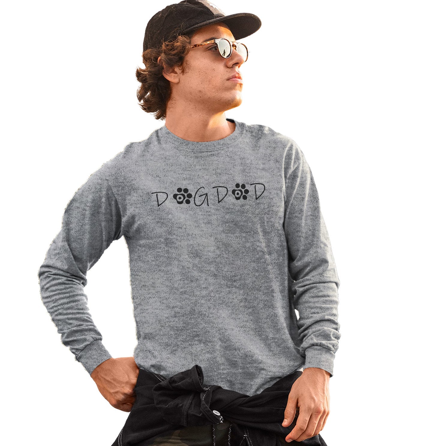 Paw Text Dog Dad - Adult Unisex Long Sleeve T-Shirt