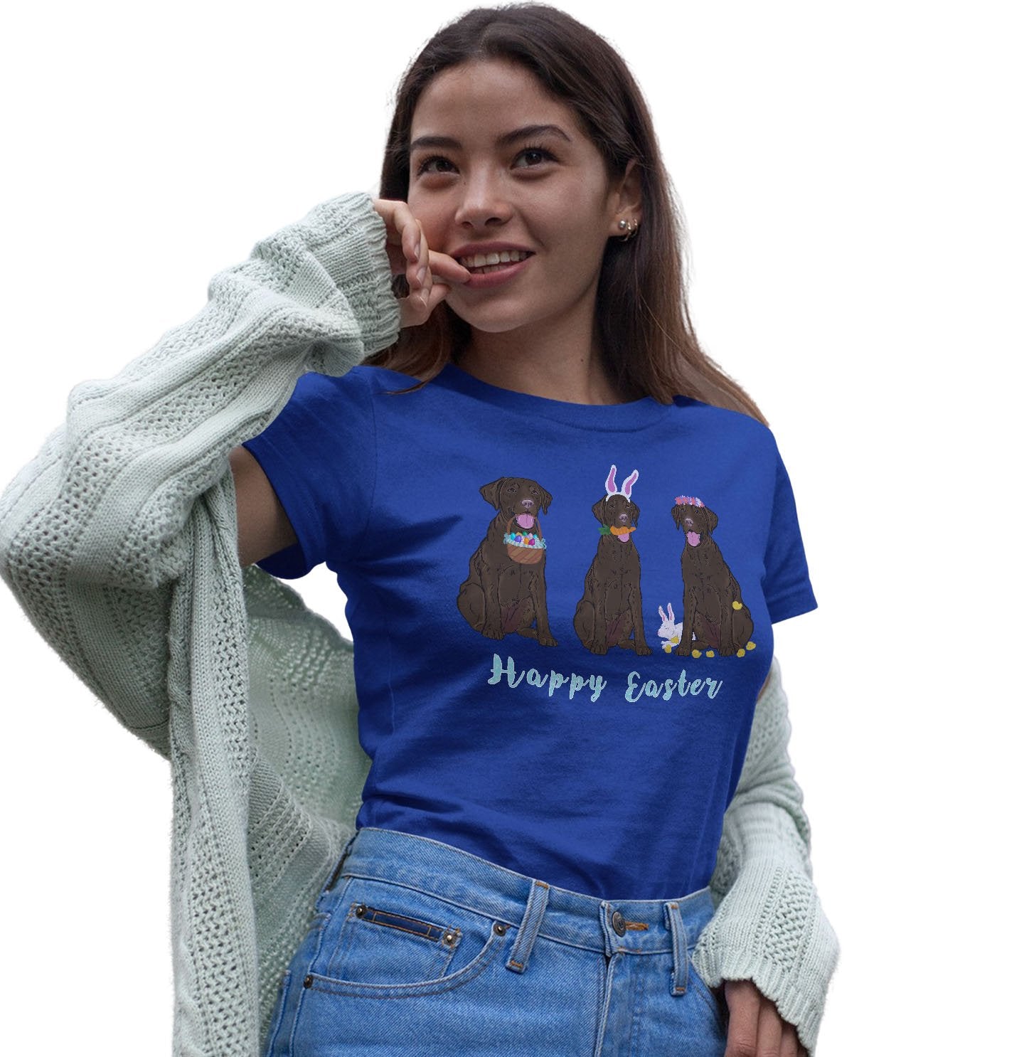 Labradors.com - Easter Chocolate Labrador Line Up - Women's Fitted T-Shirt
