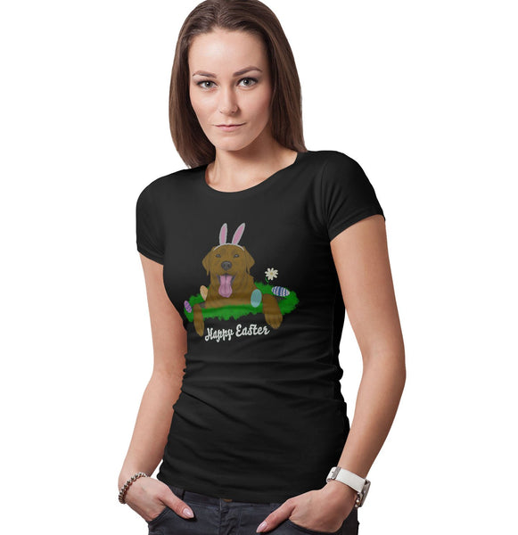 Rabbit Hole Chocolate Labrador  - Women's Fitted T-Shirt