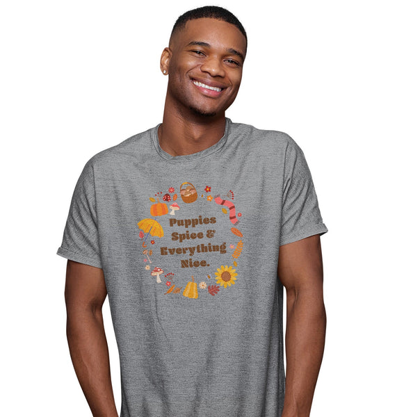 Puppies Spice Everything Nice Fall Wreath - Adult Unisex T-Shirt