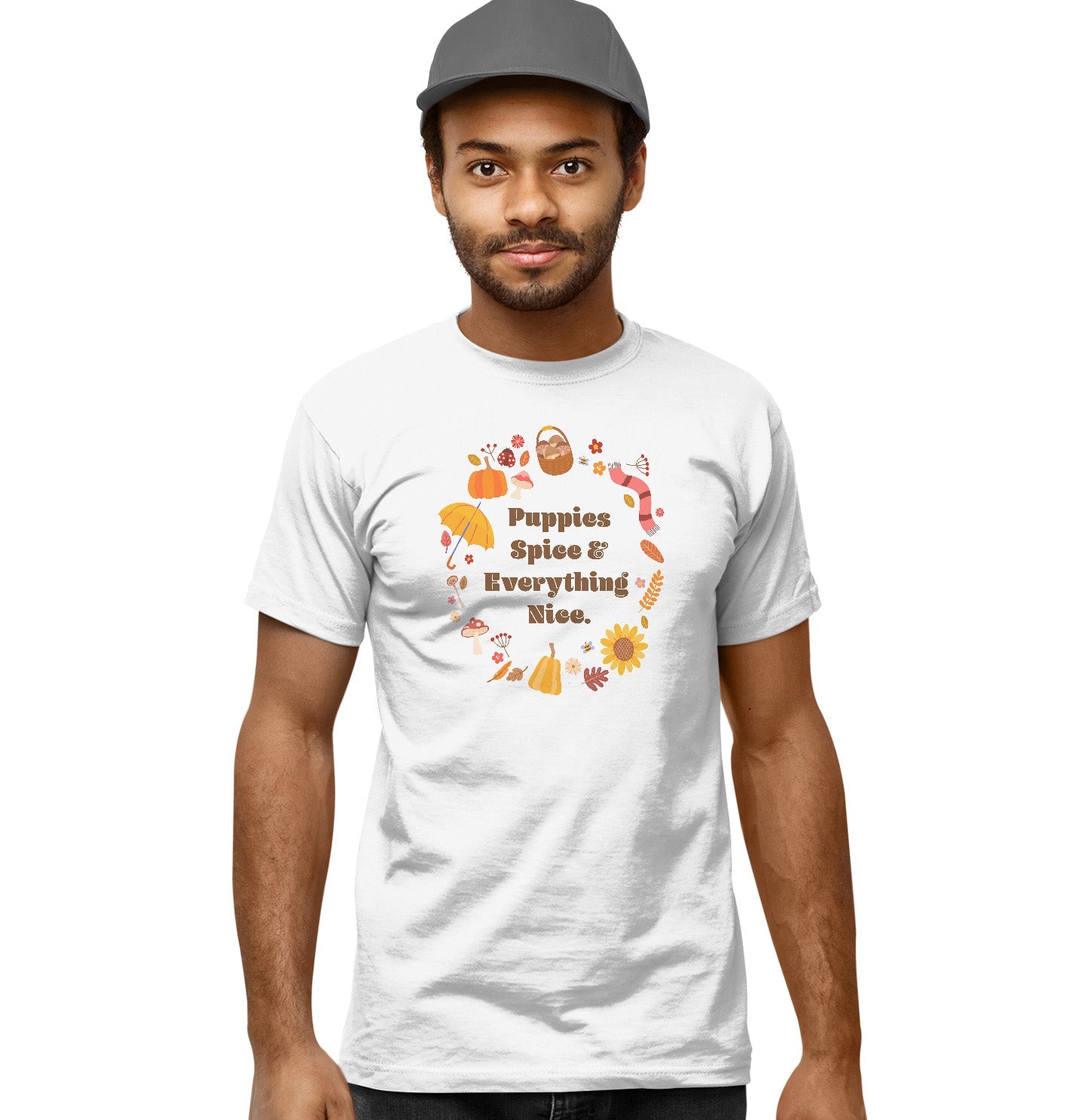 Puppies Spice Everything Nice Fall Wreath - Adult Unisex T-Shirt