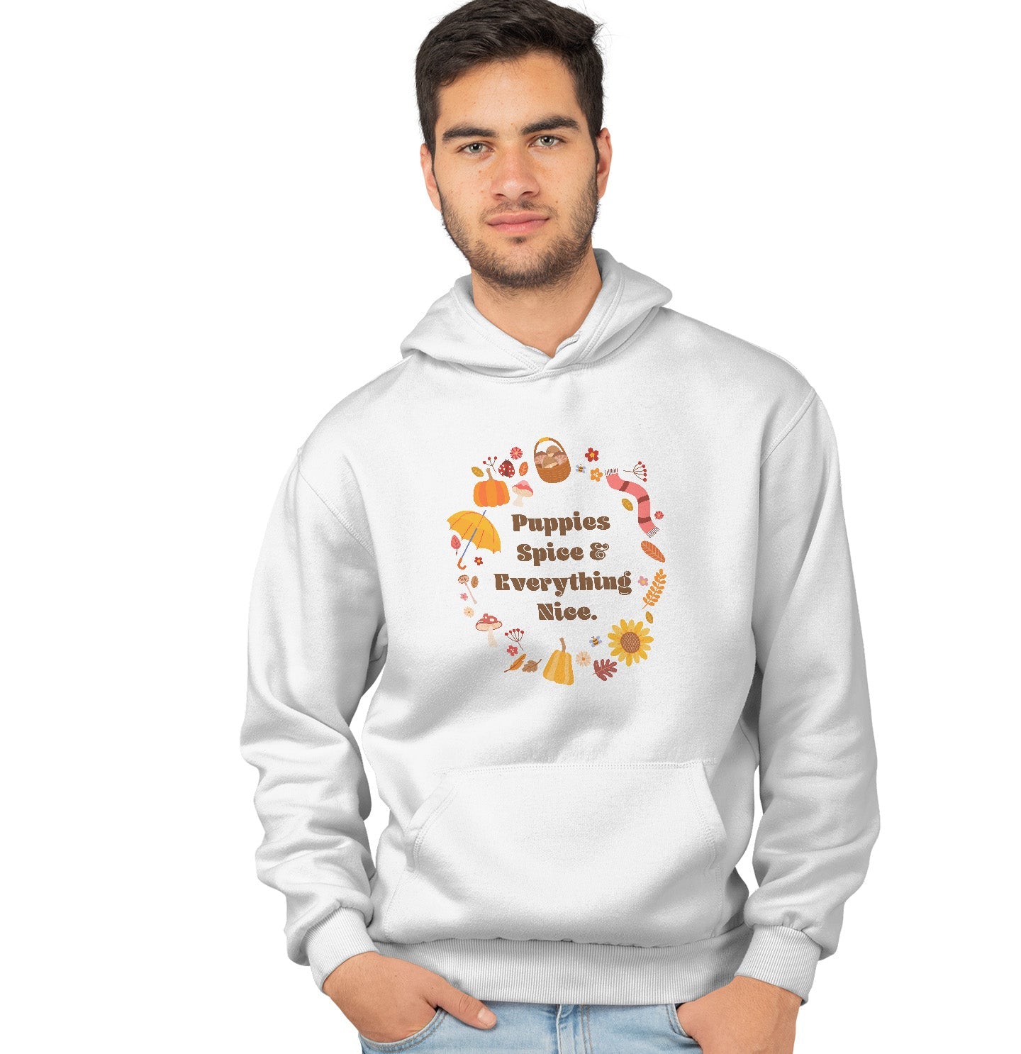 Puppies Spice Everything Nice Fall Wreath - Adult Unisex Hoodie Sweatshirt