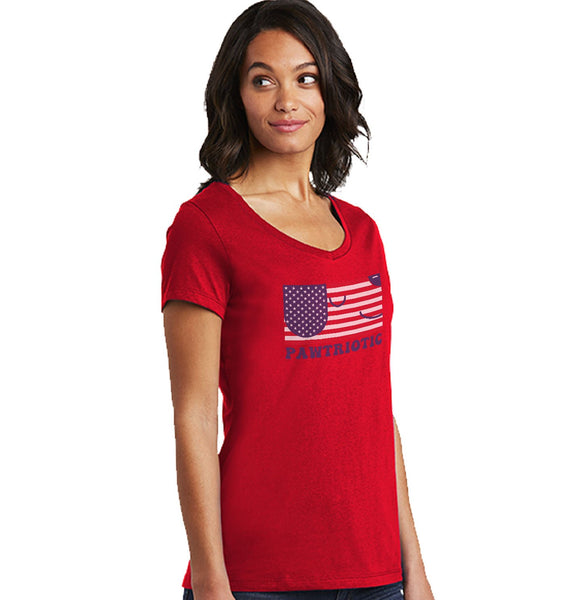 Pawtriotic Flag Dog - Women's V-Neck T-Shirt